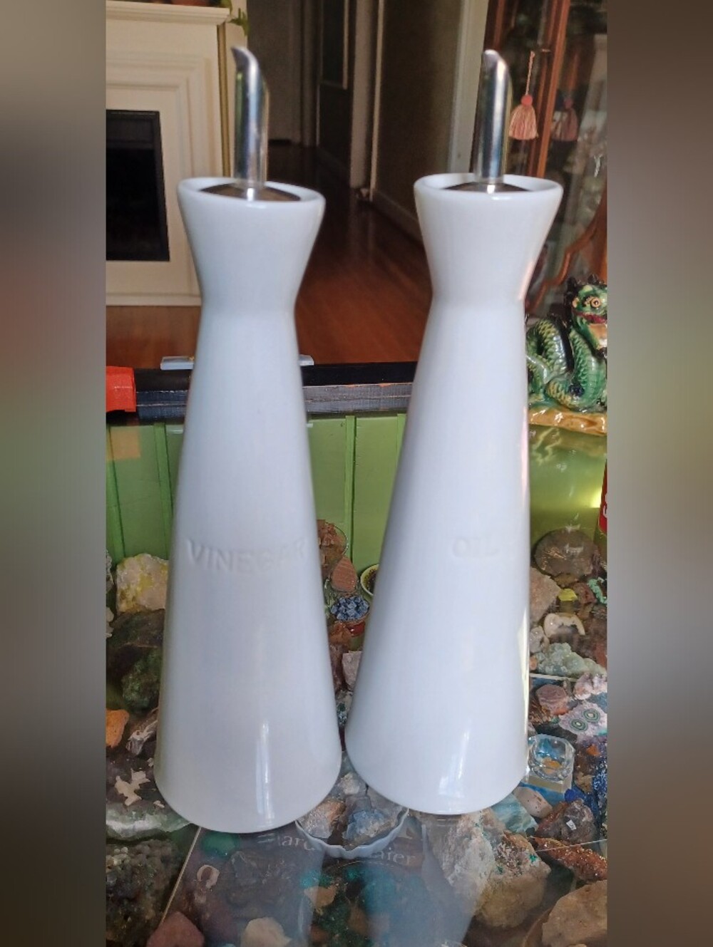 Pottery Barn Great White Ceramic Oil and Vinegar Dispenser Set